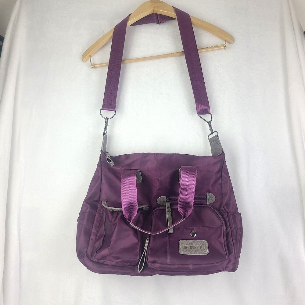 jingpinpiju Crossbody Purple Nylon Multi Pocket Travel Bag